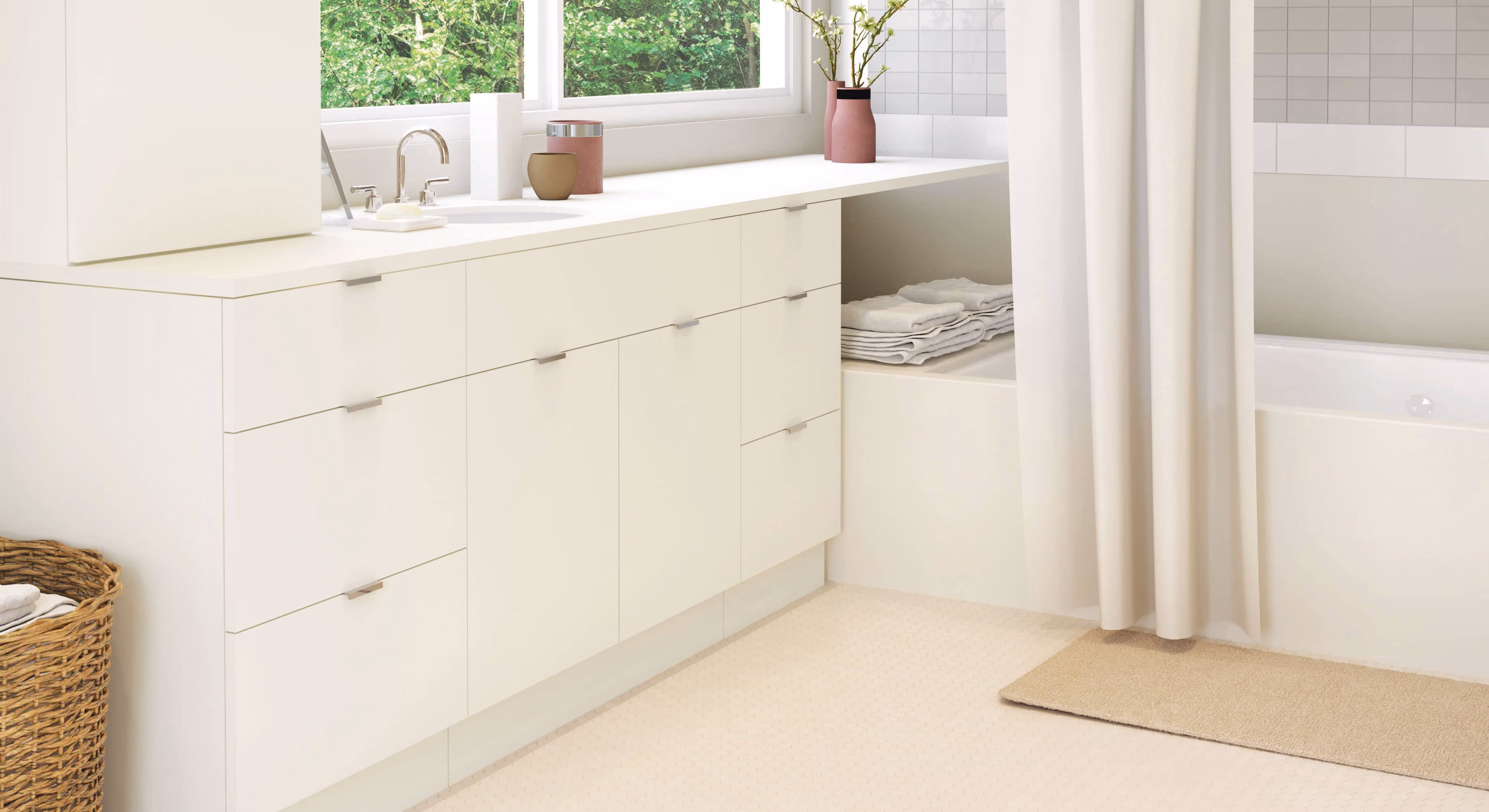 Room with Urban Bianco flat panel cabinets