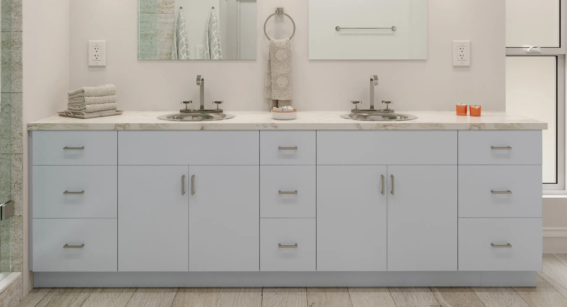 Harbor Gray bath vanity: light gray