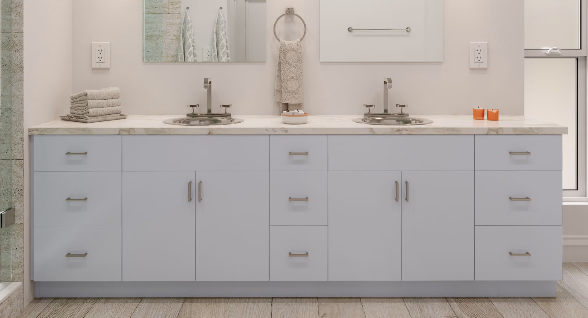 Harbor Gray bath vanity: light gray