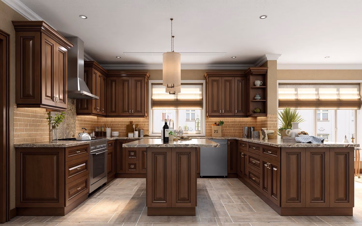Maduro kitchen: dark wood with island