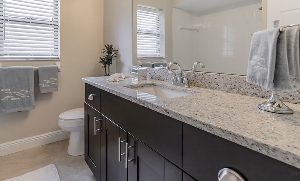 Bath vanity: espresso with granite top