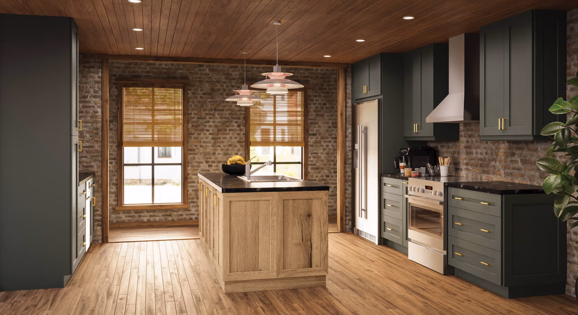 Forest green Urban shaker kitchen
